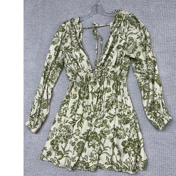 Free People Dresses & Skirts - Free People Women's Green Botanical Print Long Sleeve Dress Size XS #65664